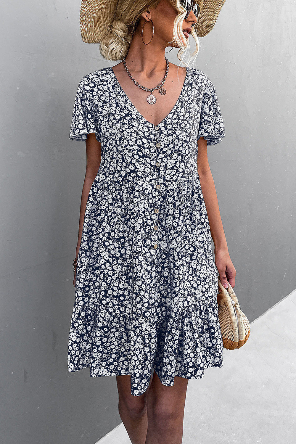 Leisure Floral Print Summer Short Dresses