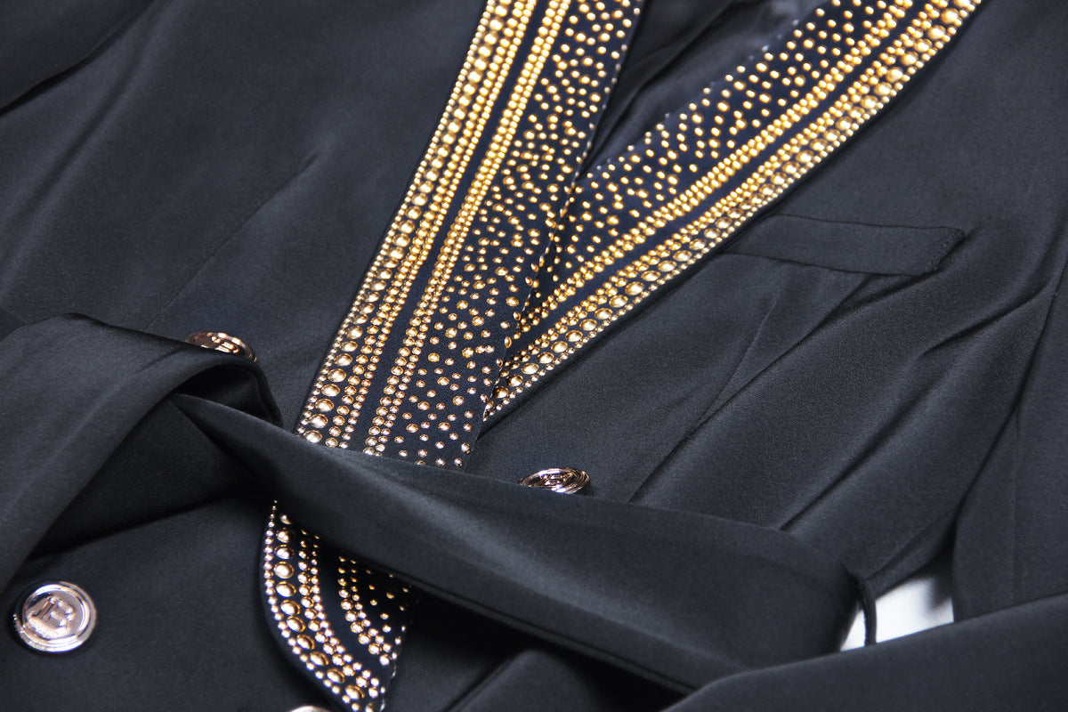 Designed Women's Mid-Length Blazer with Shawl Collar