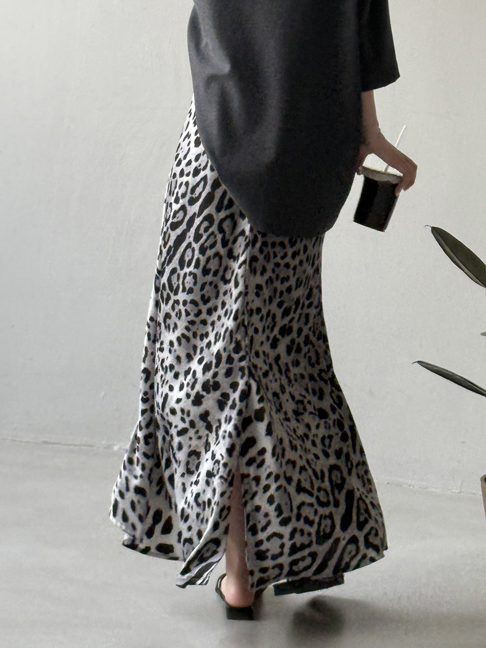 Luxury Leopard Print High-Waist A-Line Midi Skirt