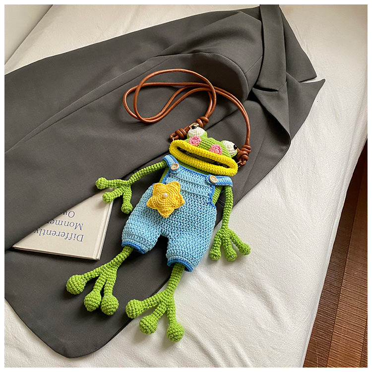 The "Goofy Gulp" Frog Crossbody Bag | Handmade Crochet Phone Pouch