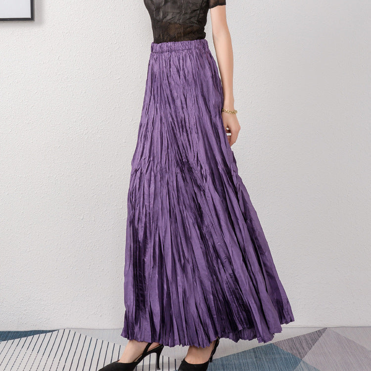 Elegant High-Waisted Solid Color Maxi Skirt