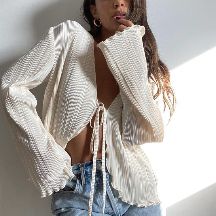Summer Sexy Crop Top with Flared Sleeves Blouses