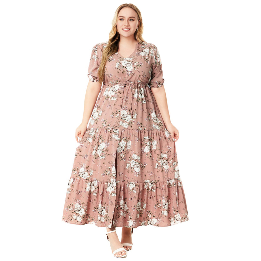 Plus Size Summer Boho Print Flowy Maxi Dress
