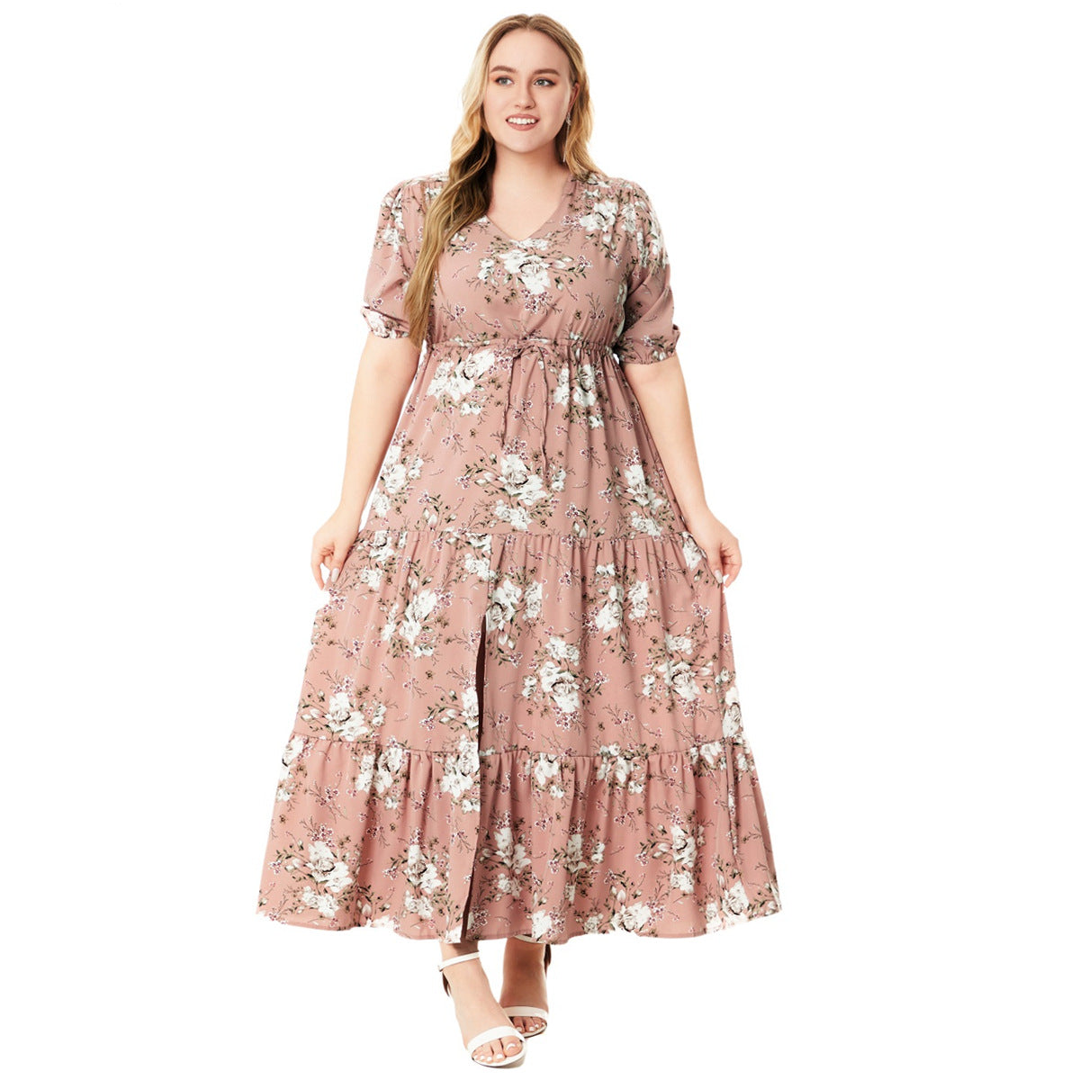 Plus Size Summer Boho Print Flowy Maxi Dress