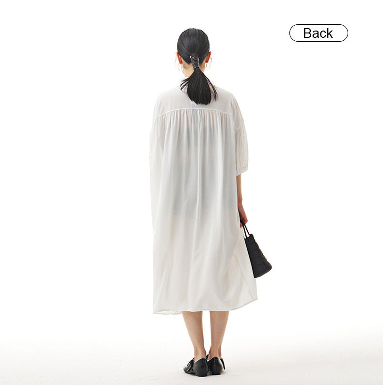 Casual Summer Puff Sleeves Women Shirt Dresses-Dresses-Free Shipping at meselling99