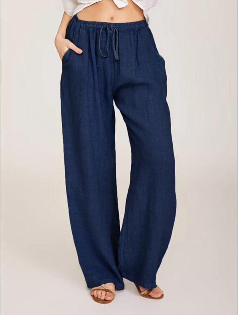 Casual Cotton Linen Plus Sizes Wide Legs Pants