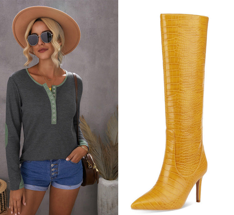 Fashion Peep Toe Crocodile Print Plus Sizes Women Boots