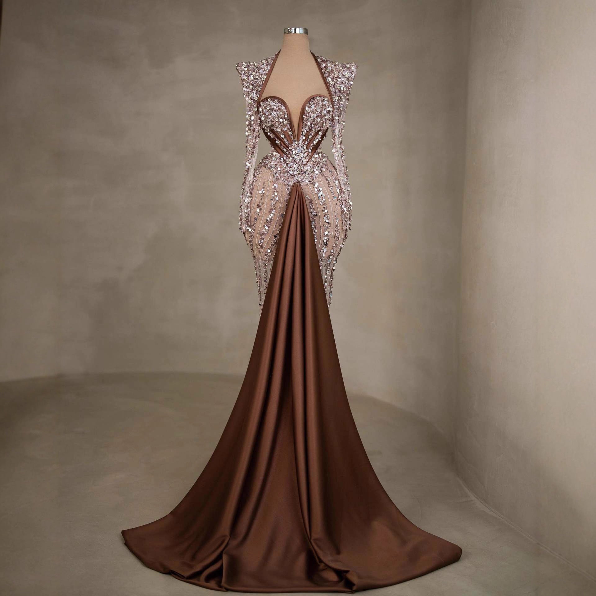Gorgeous Rhine Stone Waist-Cinching Mermaid Evening Dress