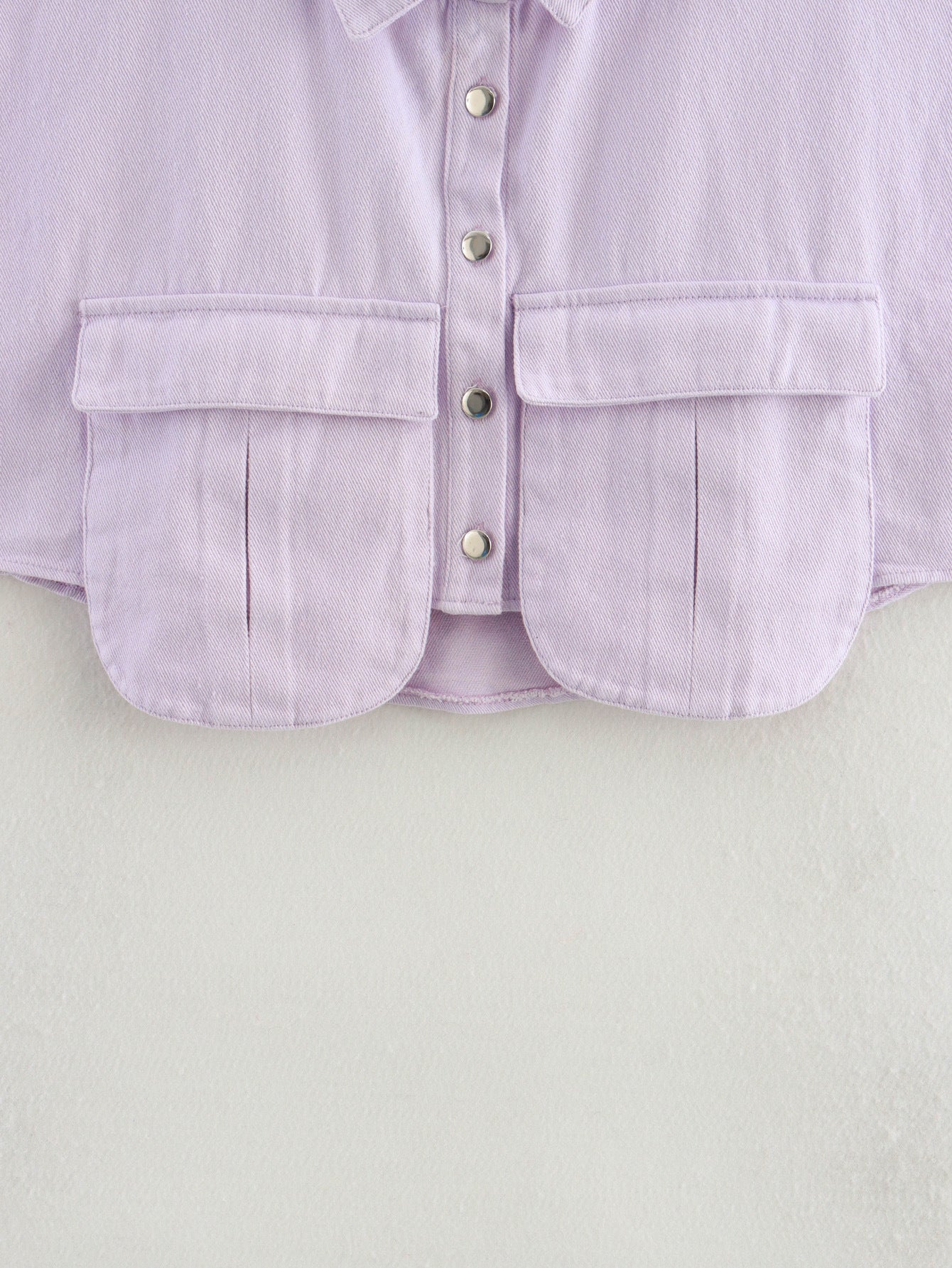 Women's Solid Color Oversized Pocket Sleeveless Polo Collar Denim Shirt Top