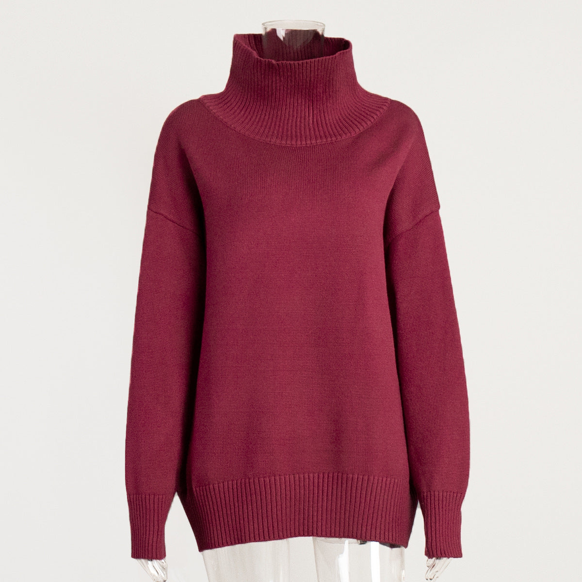 Women's Oversized Solid Color High Neck Sweater