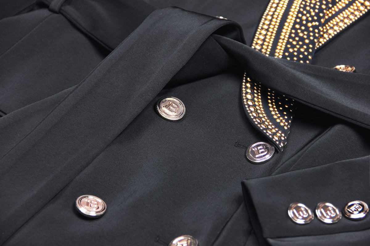 Designed Women's Mid-Length Blazer with Shawl Collar