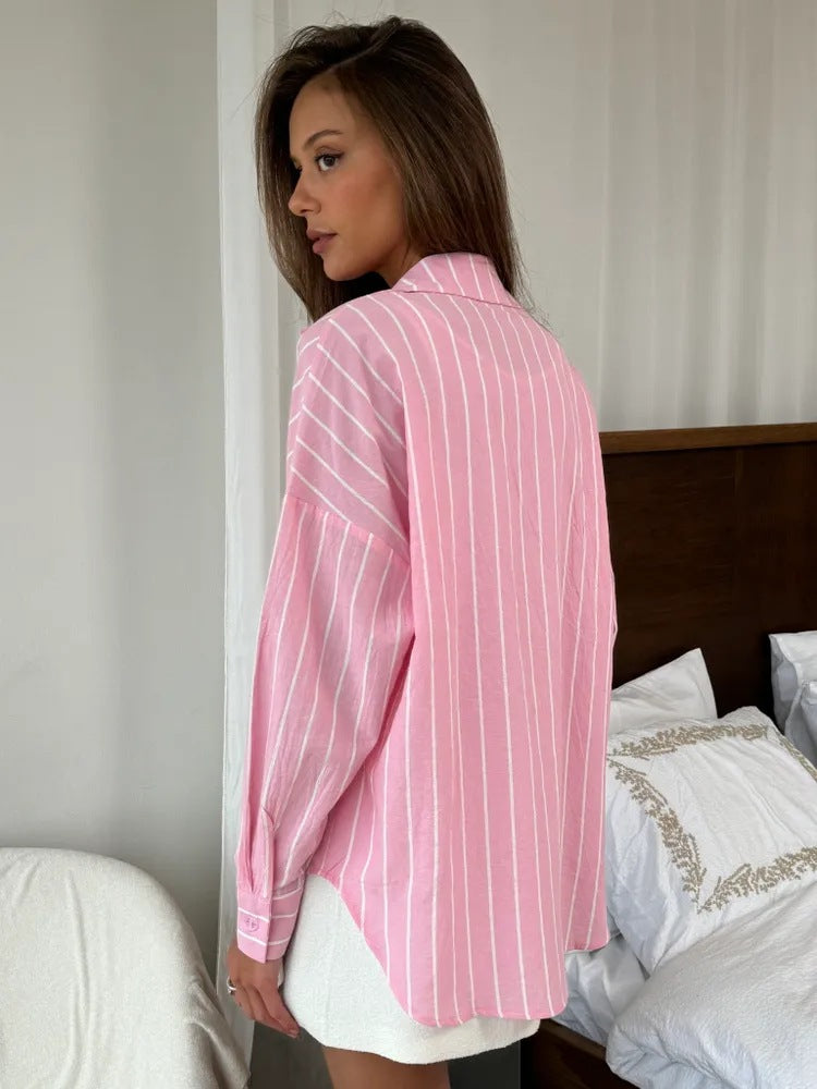 Women's Summer New Long Sleeve Cardigan & Striped Shirt
