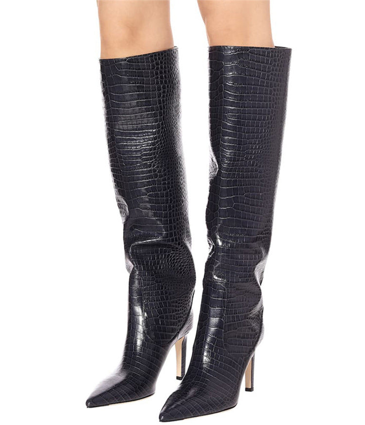 Fashion Peep Toe Crocodile Print Plus Sizes Women Boots