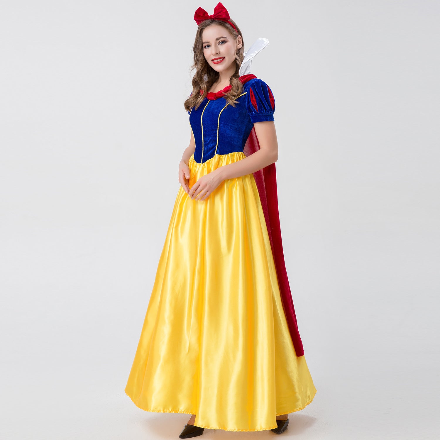 Adult Halloween Costume - Snow White Cosplay Dress with Short Sleeves and Long Skirt