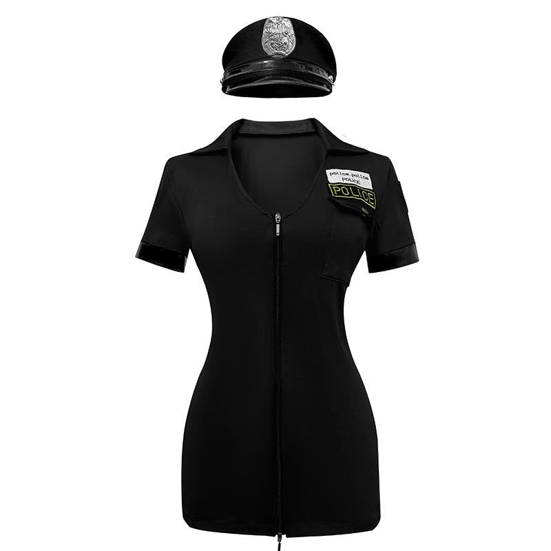 Sexy Halloween Cosplay Party Outfit with Zipper Detail