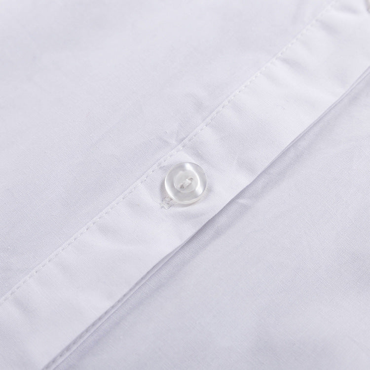 Oversized Fall White Button-Down Cotton Shirt for Women