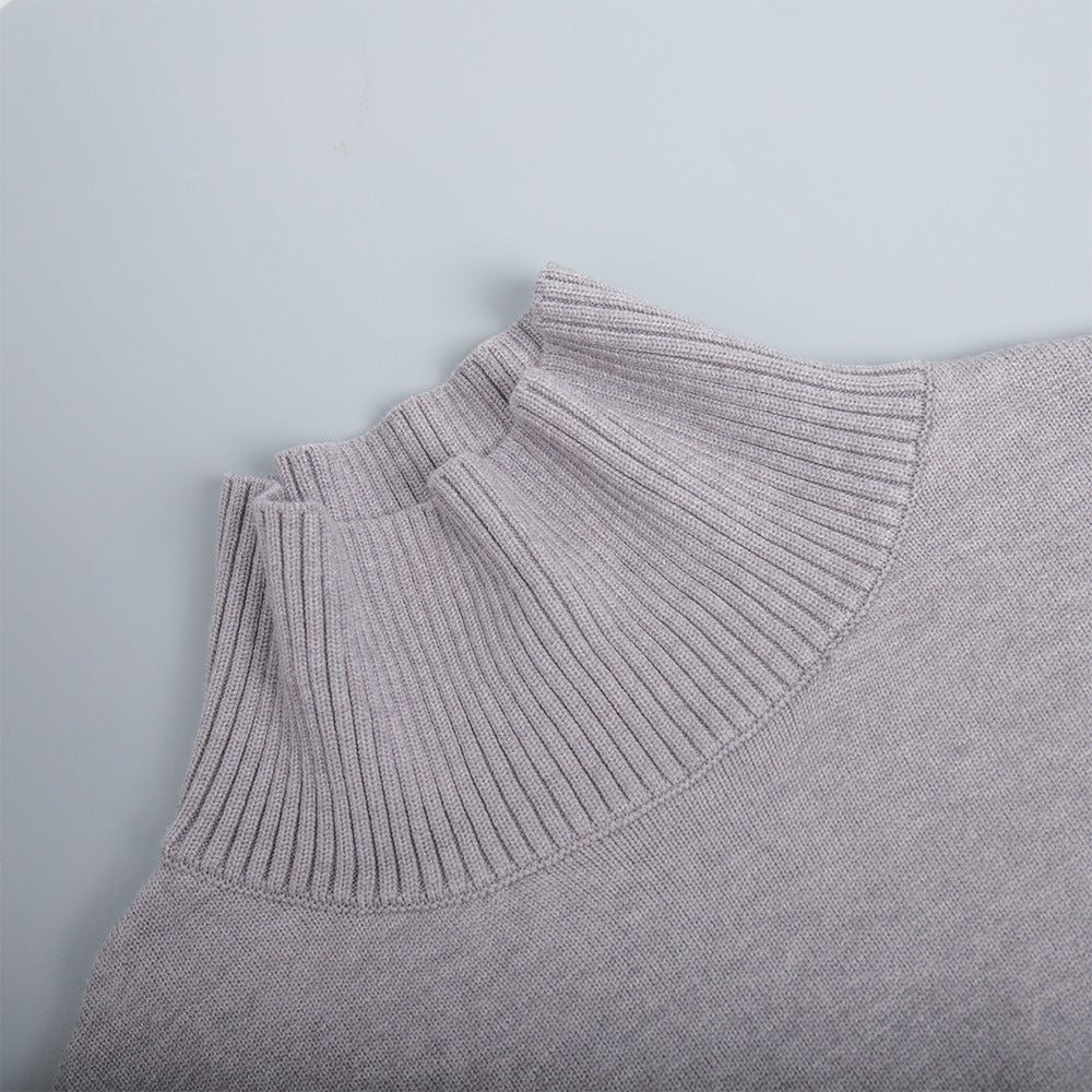 Women's Oversized Solid Color High Neck Sweater