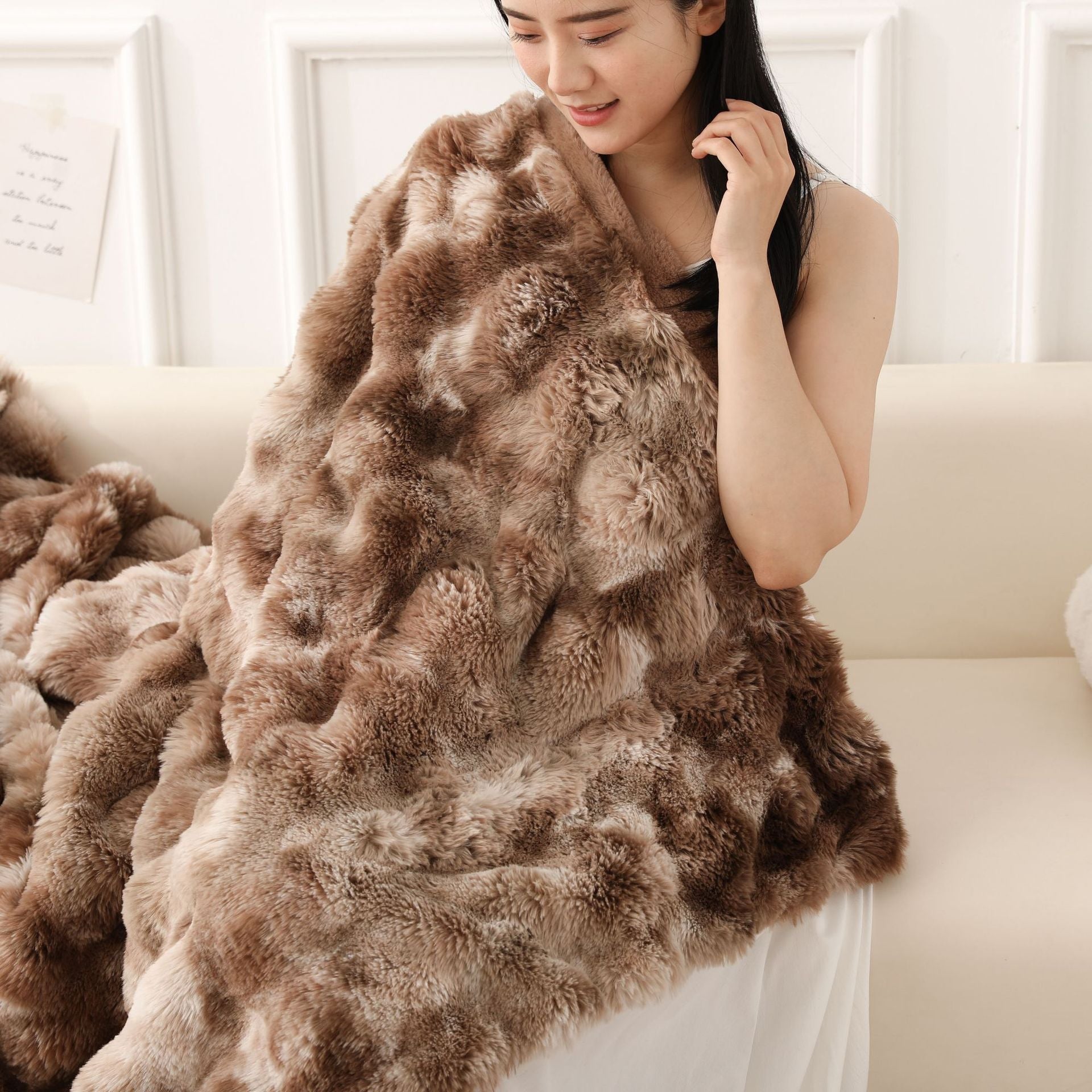 Tie-Dye Reversible Bubble Fleece Blanket