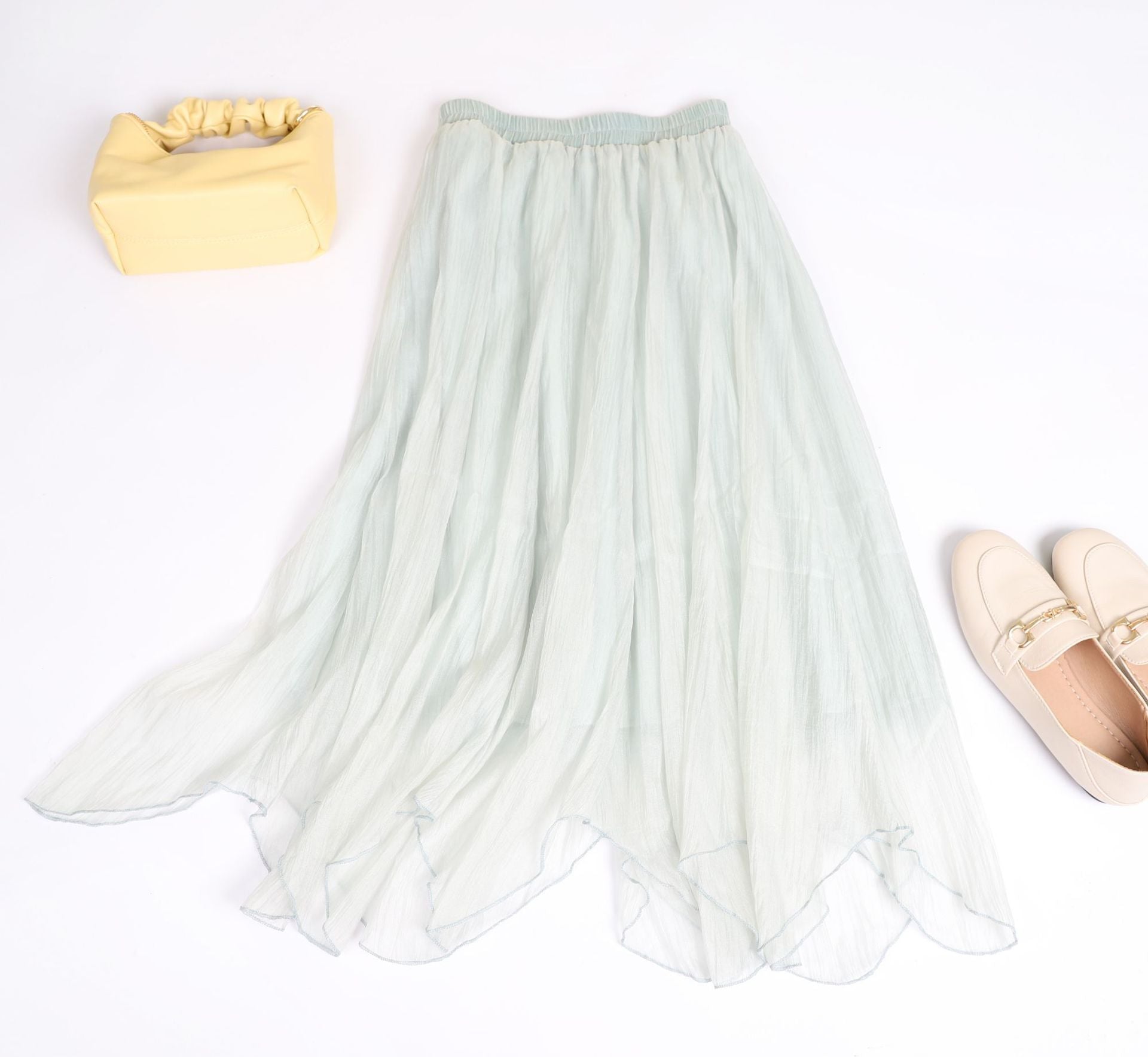 Women's High-Waisted A-Line Mesh Midi Skirt