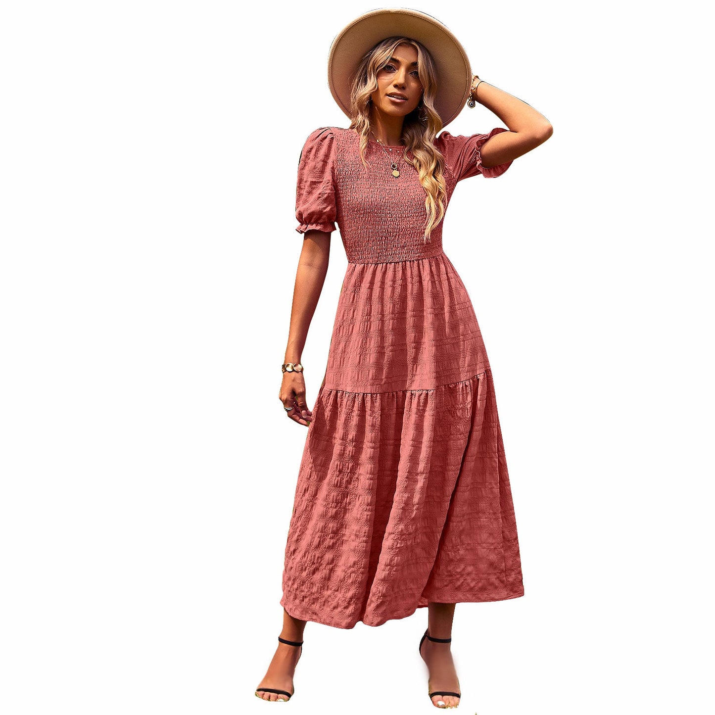 Casual Short Sleeves A Line Midi Dresses