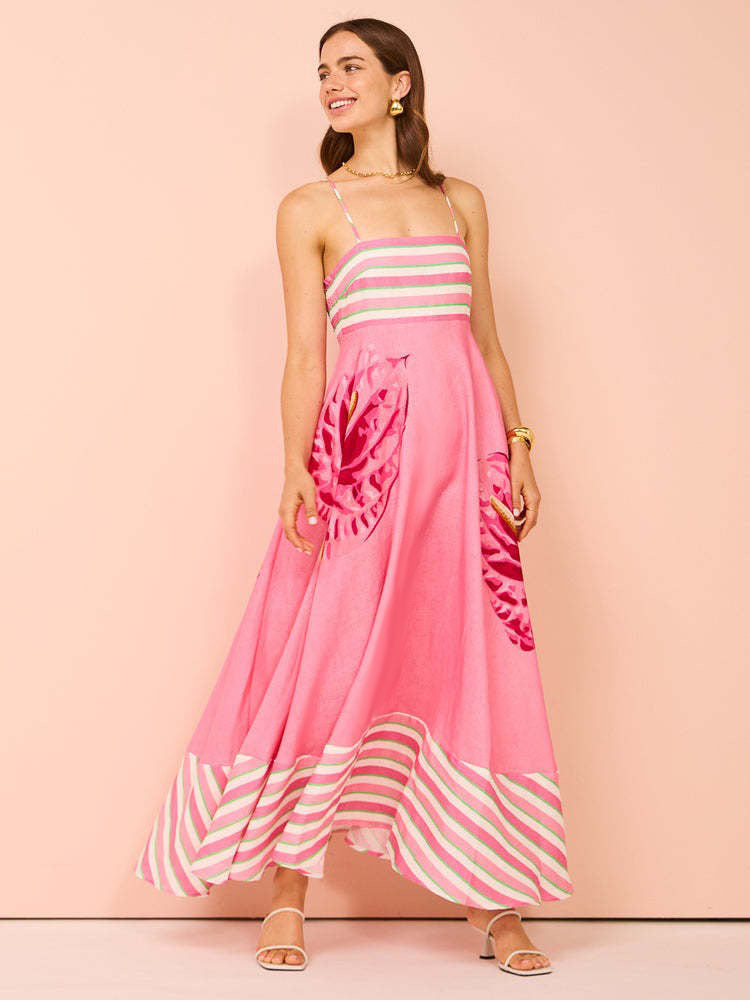 The Breezy Minimalist Floral High-Waist Swing Dress