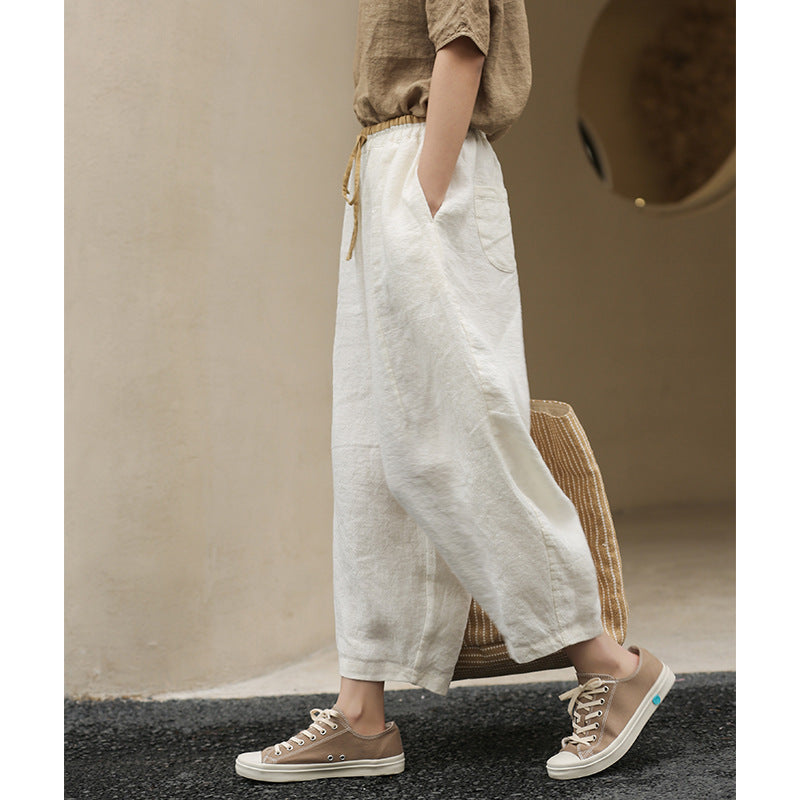 Women's Linen Cropped Palazzo Pants