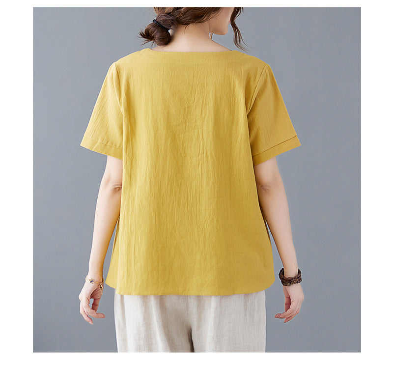 Vintage Stripe Cotton Linen T-Shirt