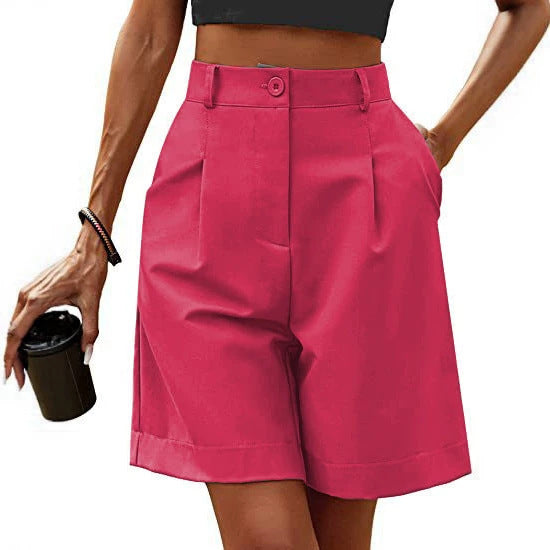 Summer High Waist Loose Straight Leg Shorts