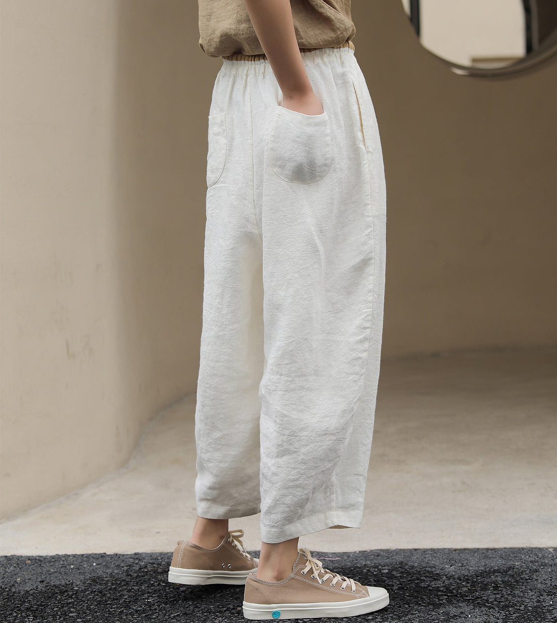 Women's Linen Cropped Palazzo Pants