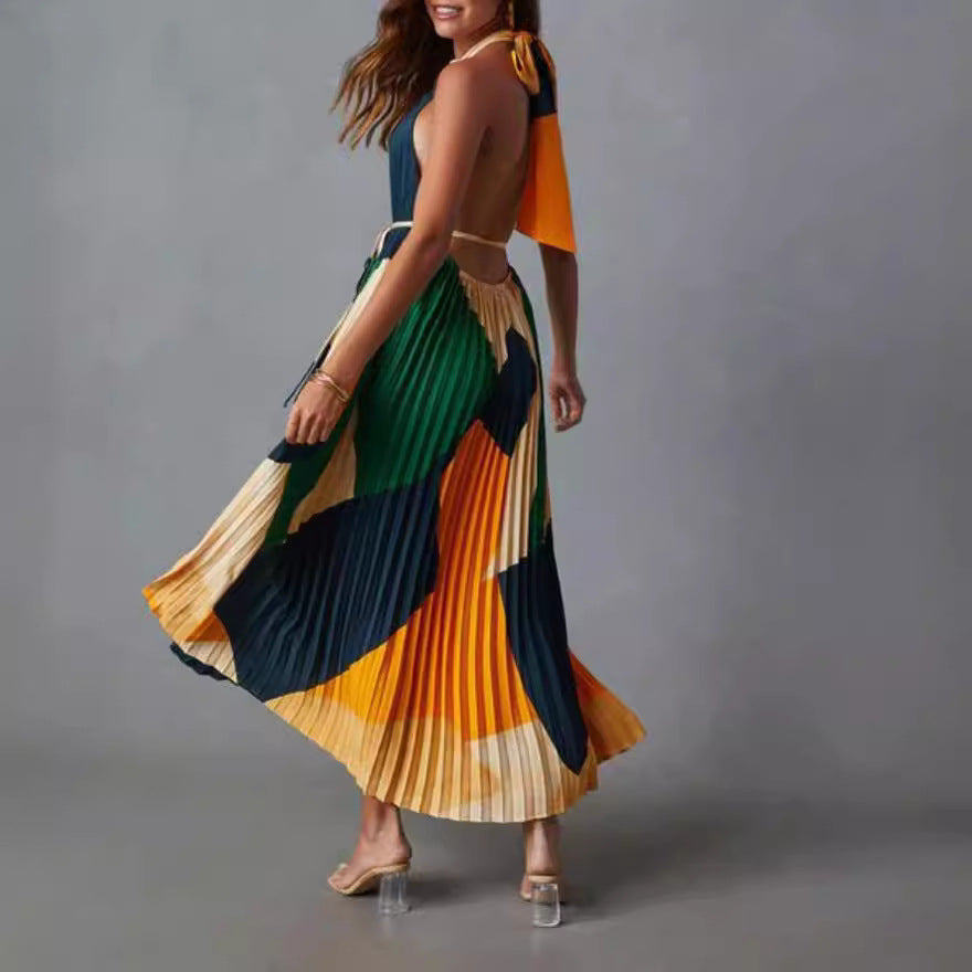 omen's Summer Backless Tie-Detail Dress