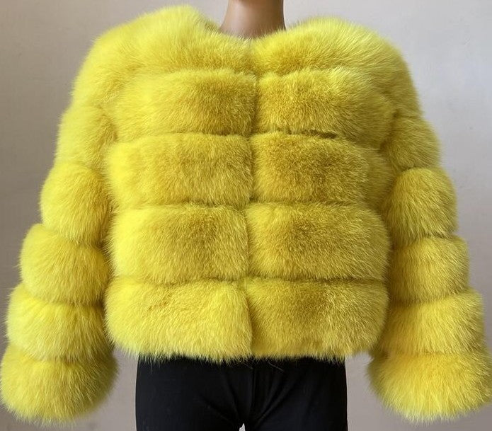 Women's Thickened Faux Fox Fur Spliced Winter Coat