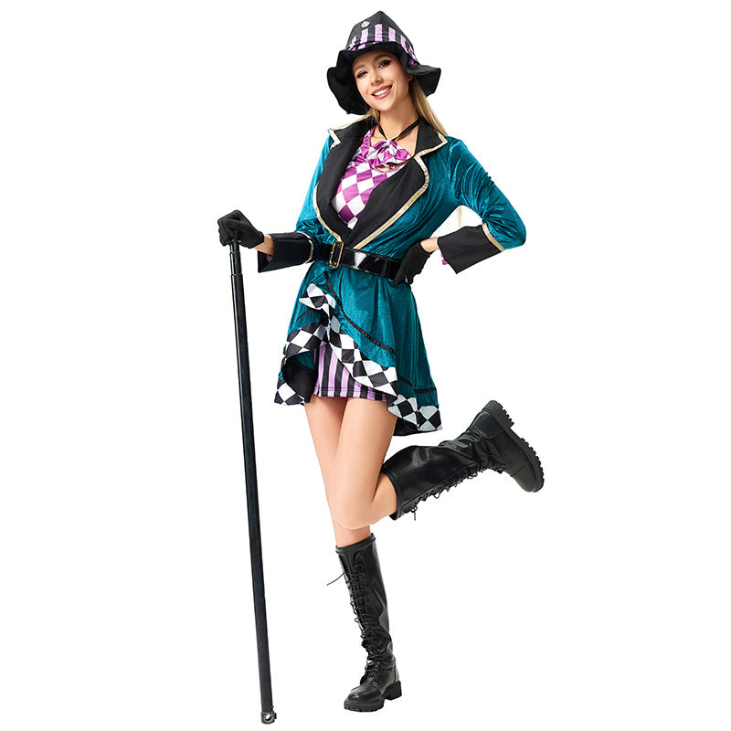 Halloween Circus Alice Mad Hatter Adult Magician Costume