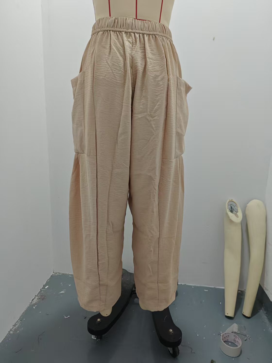 High-Waisted Wide-Leg Pants with Elastic Waist