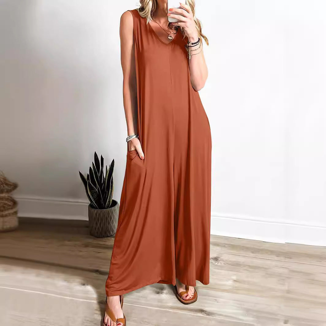 Women's Summer Casual Jumpsuit - Lightweight Pocket Romper