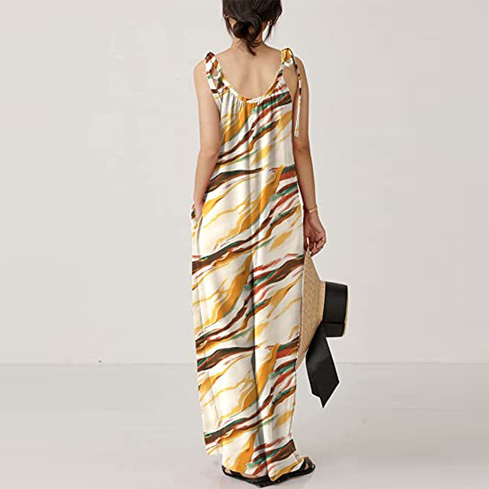 Casual Floral Print Summer Long Jumpsuits