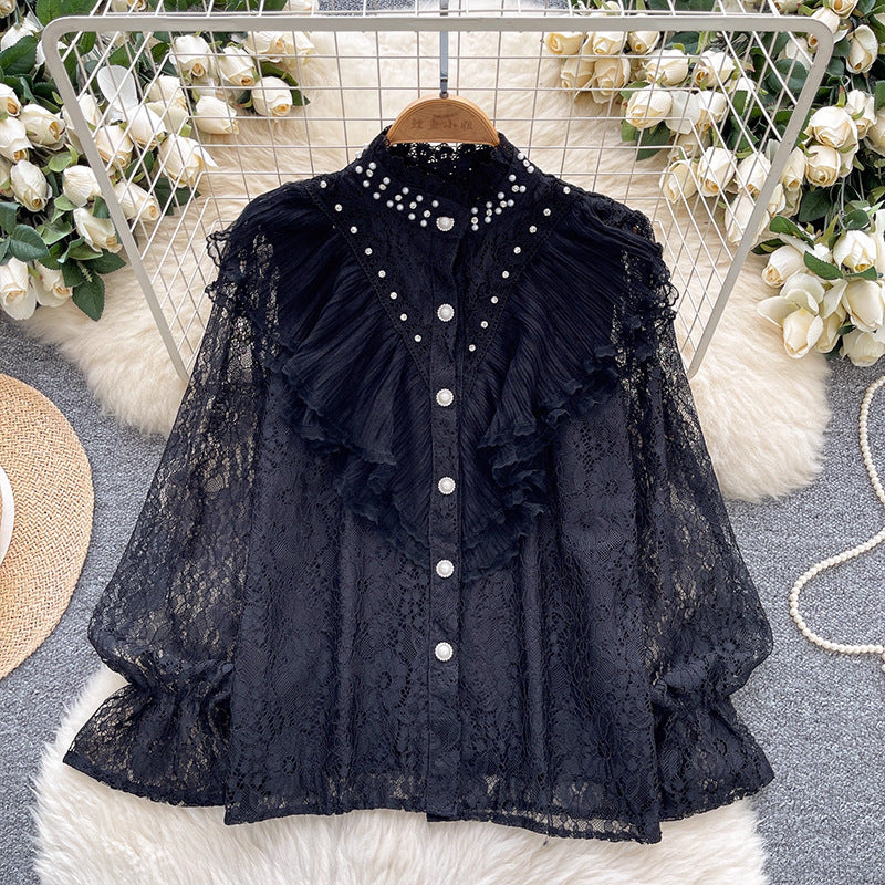 Vintage Beaded & Rhinestone Long Sleeve Shirt