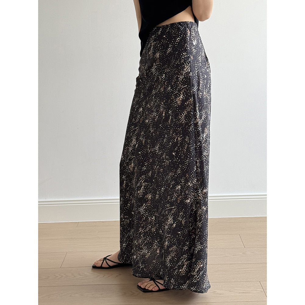 Women's Star Print Long Maxi Skirt-Black Star-M-Free Shipping Leatheretro