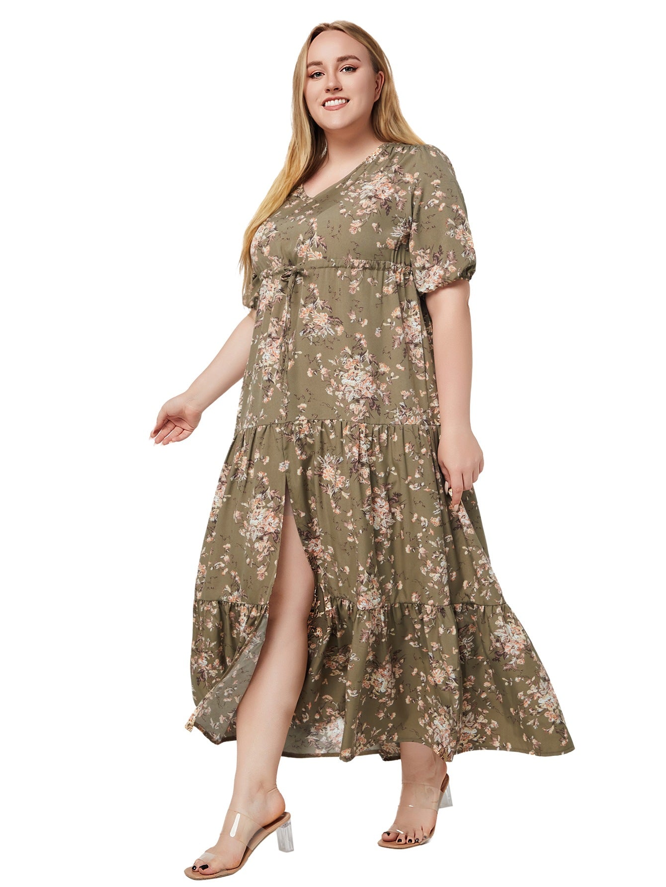 Plus Size Summer Boho Print Flowy Maxi Dress