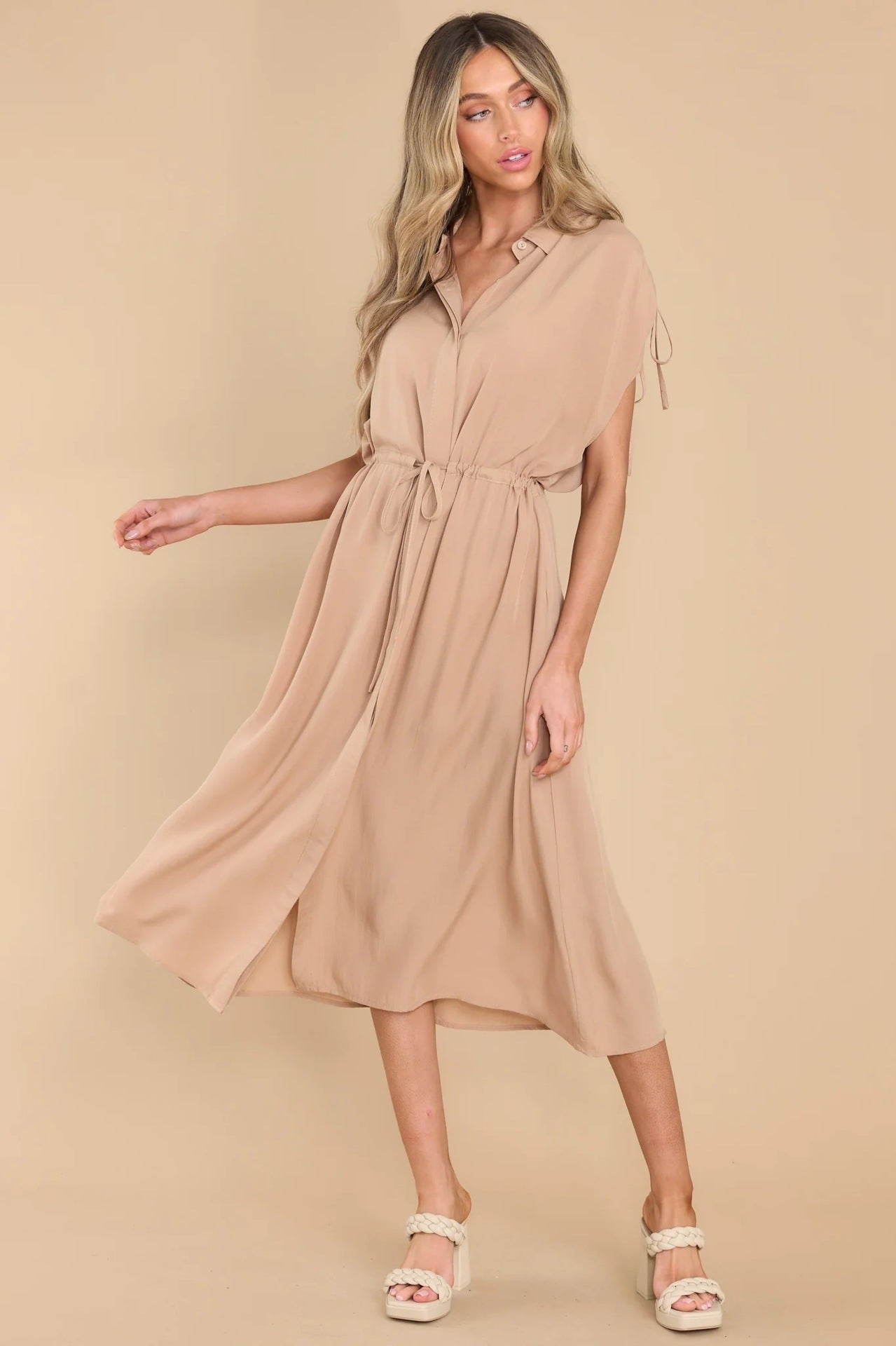 Summer Drawstring Design Midi Dresses