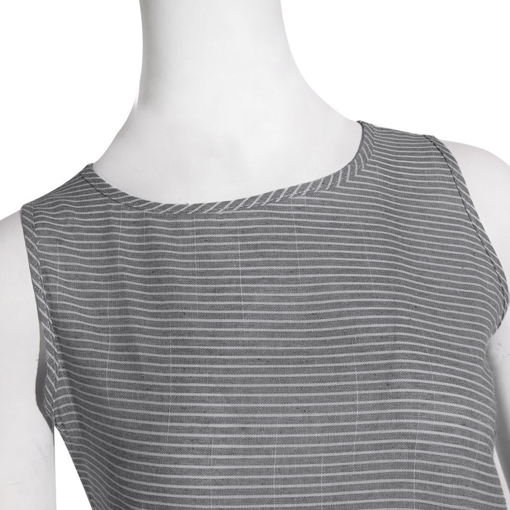 Women's Striped Sleeveless V-Neck Slim-Fit Plus Size Dress