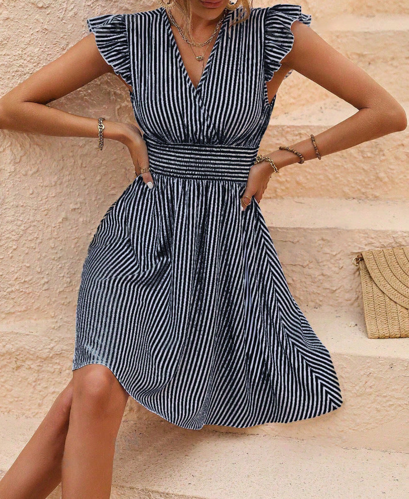 Casual Summer Striped Mini Sun Dresses