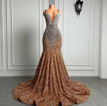 Luxury Sequin Embellished Mermaid Evening Dress