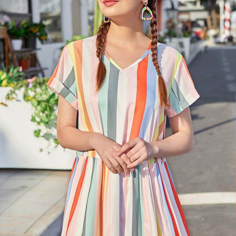 Casual Striped Girls Chiffon Long Dresses--Free Shipping at meselling99