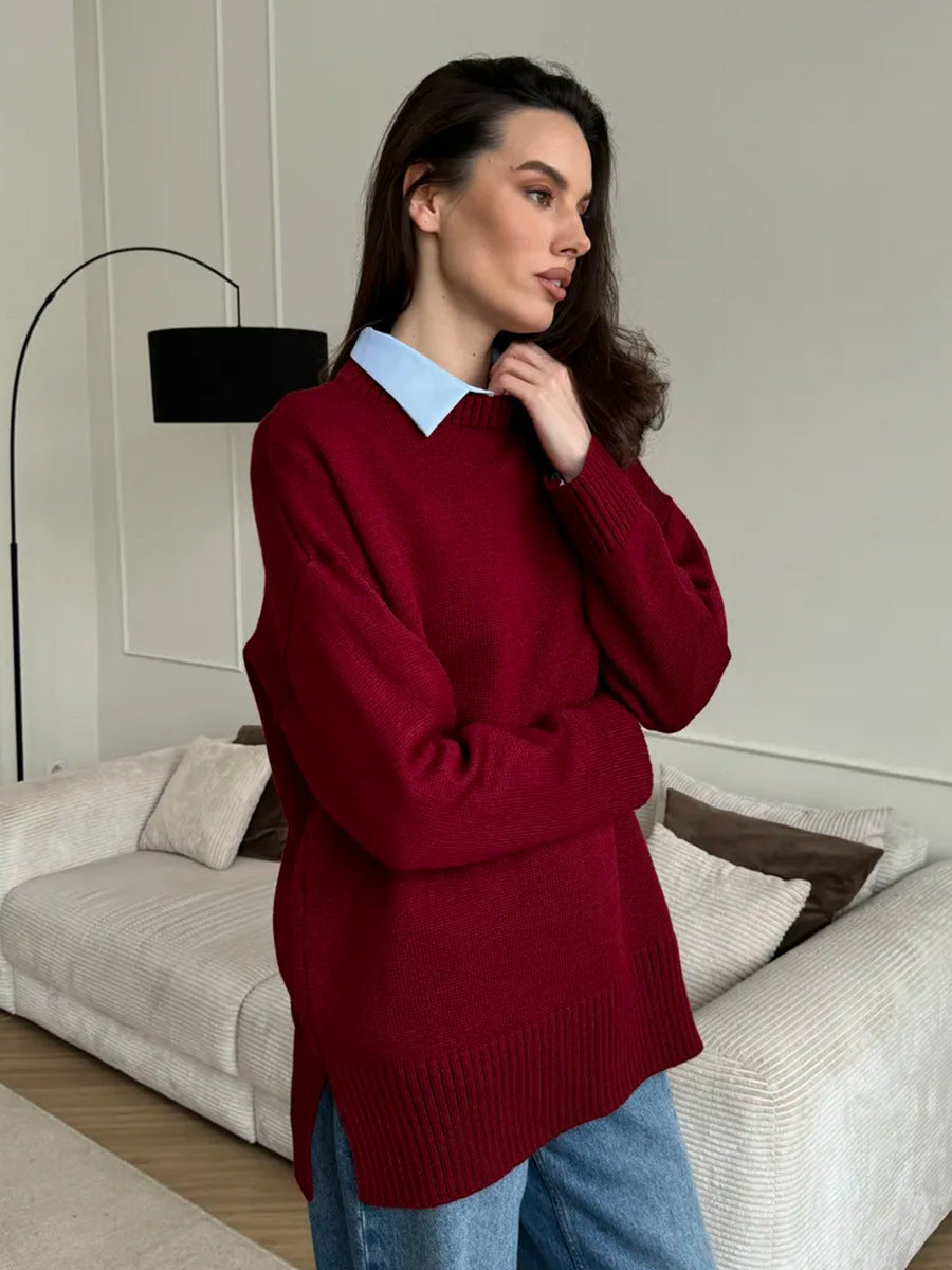 Women's Casual Split Hem Sweater