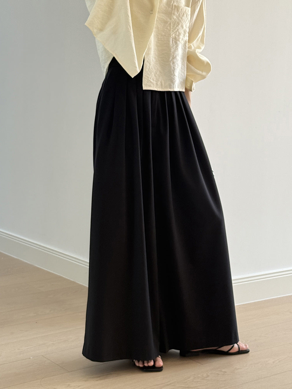 Women's High-Waisted Tencel Wool Wide-Leg Pants