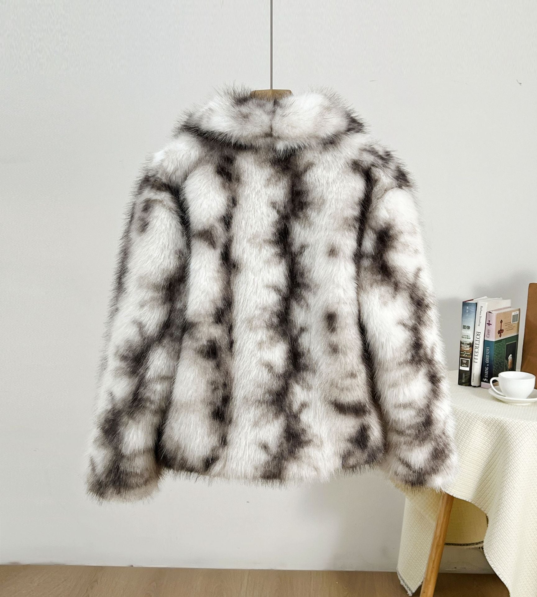 Faux Fur Oversized Shawl Collar Coat