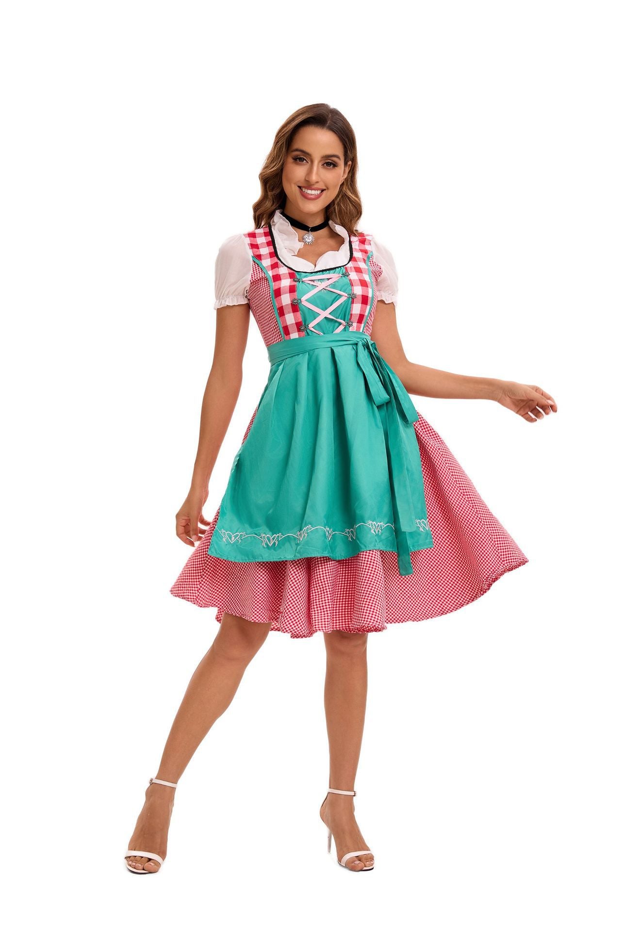 Retro Plaid Dirndl Dress