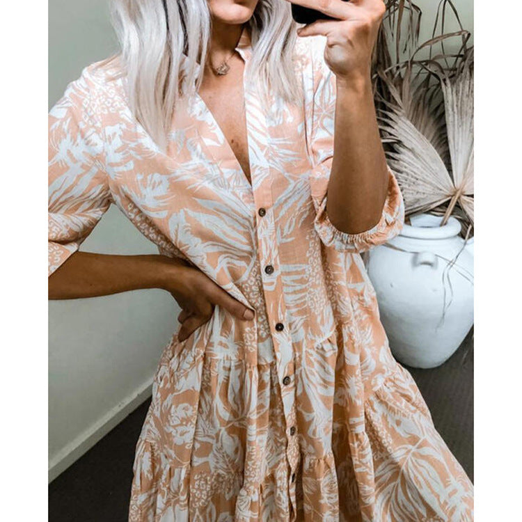 Fleur Satin Paisley Button Down Shirt Dress