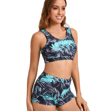 Printed Two Pieces Conservative Beach Swimsuits for Women