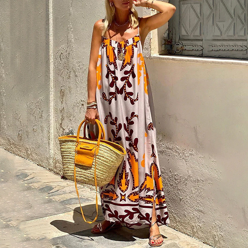 Elegant High-Waist Floral Print Sundress